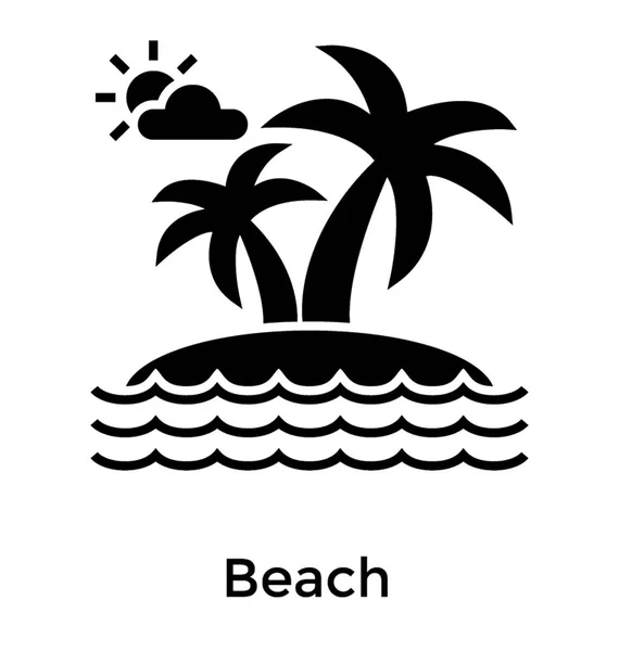 Tropical Island Glyph Icon Vector — Stock Vector