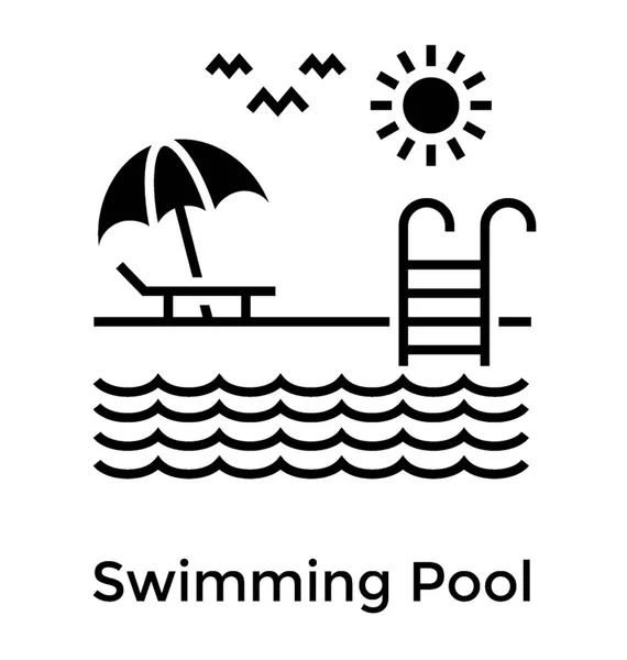 Плавательный Бассейн Сплошной Иконки Дизайн — стоковый вектор