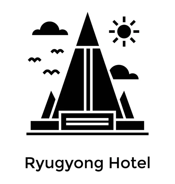 Ryugyong Hotel Icono Estilo Glifo — Vector de stock