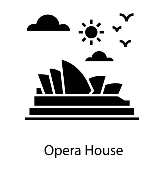 Ópera Casa Sólido Vector Icono — Vector de stock