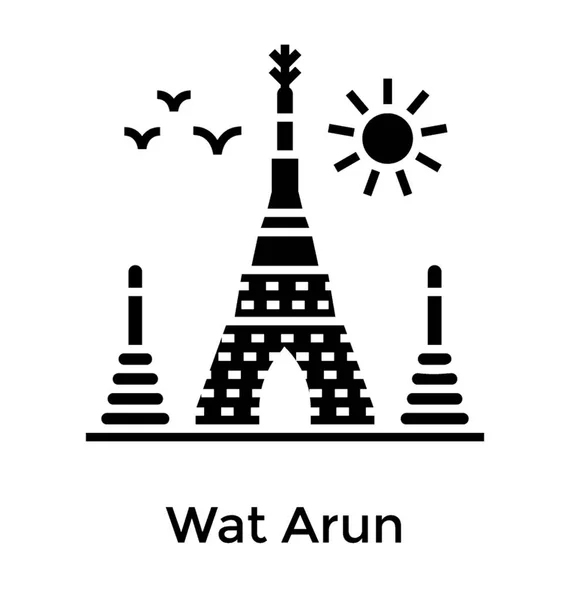 Desain Ikon Wat Arun Glyph - Stok Vektor