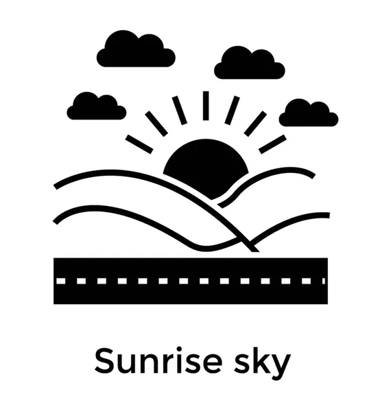 Sunrise Gökyüzü Glif Simgesi Tasarım — Stok Vektör
