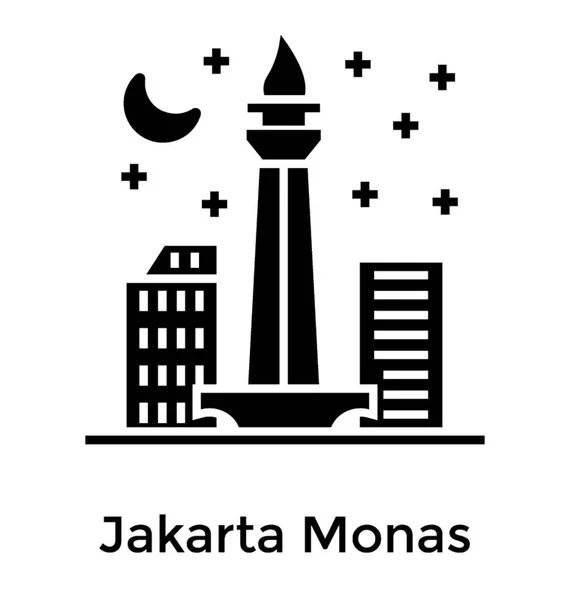 Jakarta Monas Glyph Icon Vector — Stock Vector