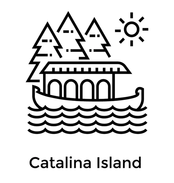 Isla Catalina Icono Línea Vector — Vector de stock