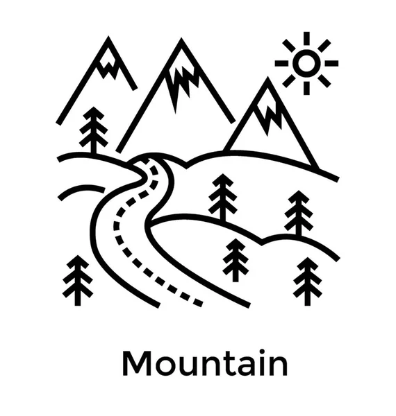 Ligne Montagnes Icône Vectorielle — Image vectorielle