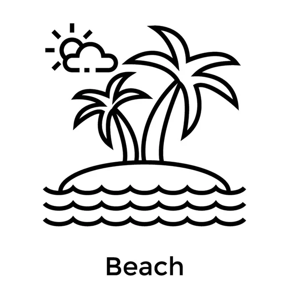 Tropical Island Line Icon Vector — Stock Vector