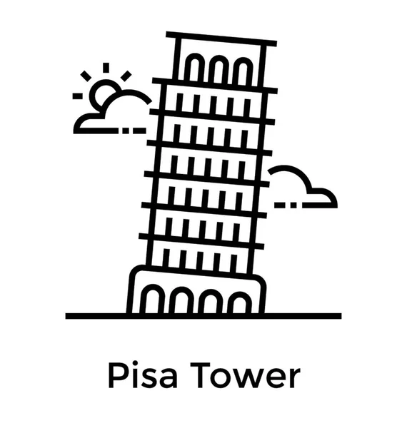 Torre Pisa Roma Hito Vector Línea — Vector de stock