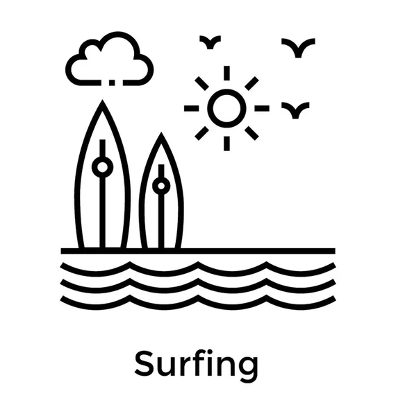 Diseño Icono Línea Surf Agua — Archivo Imágenes Vectoriales