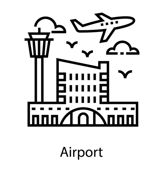 Flygplats Linje Ikon Design — Stock vektor