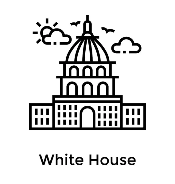 White House Line Icon Design — Stock Vector