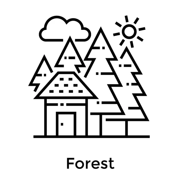 Forest Line Vector Icon — Stock Vector