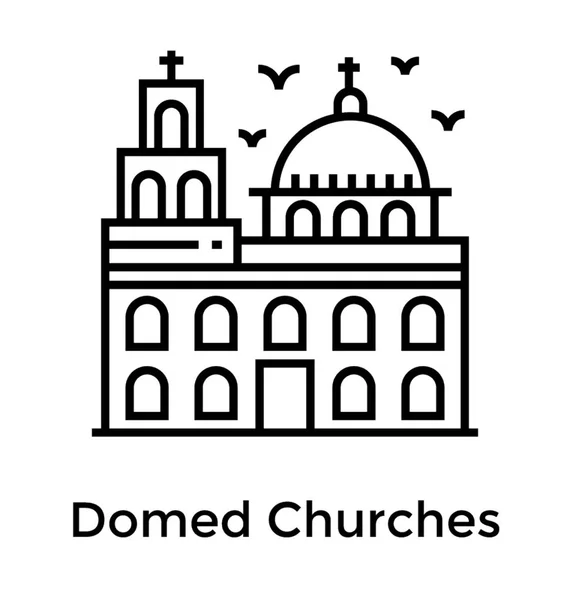ドーム型の教会ライン アイコン — ストックベクタ