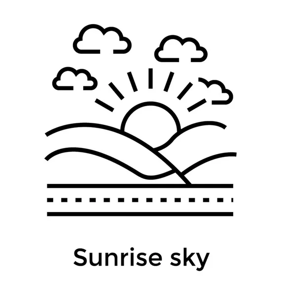 Sunrise Cielo Línea Icono Diseño — Vector de stock