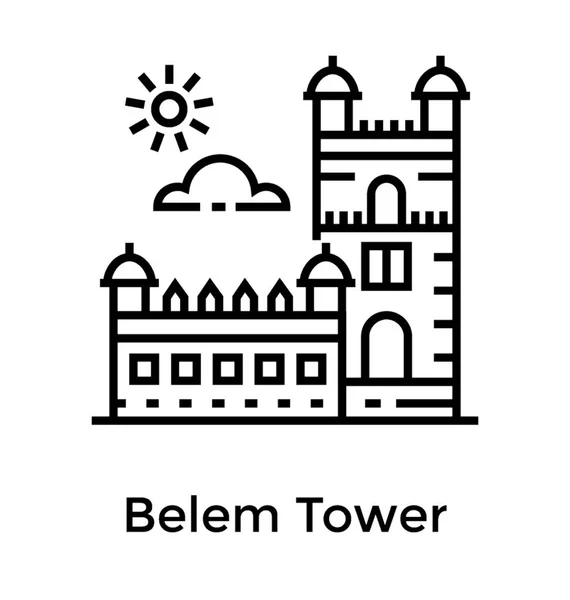 Belem Tower Line Icon Vektor — Stockvektor