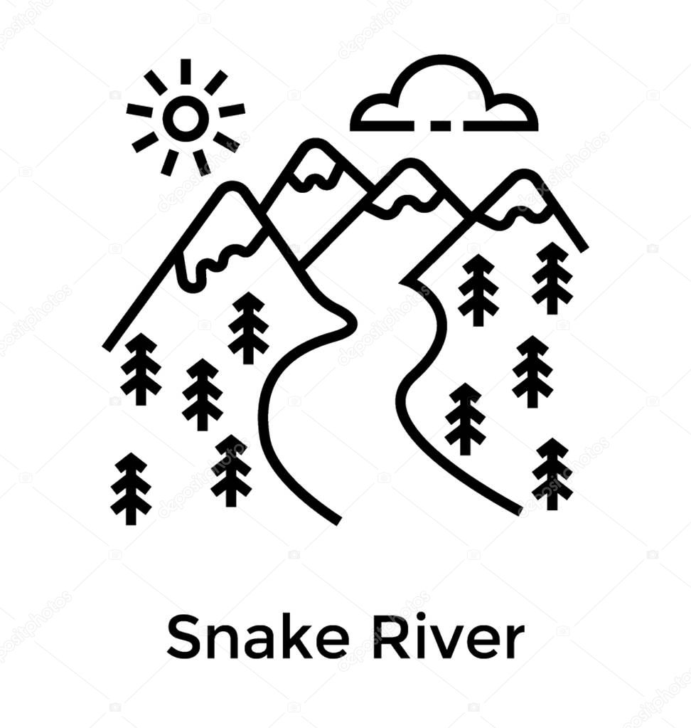Snake river line icon design 