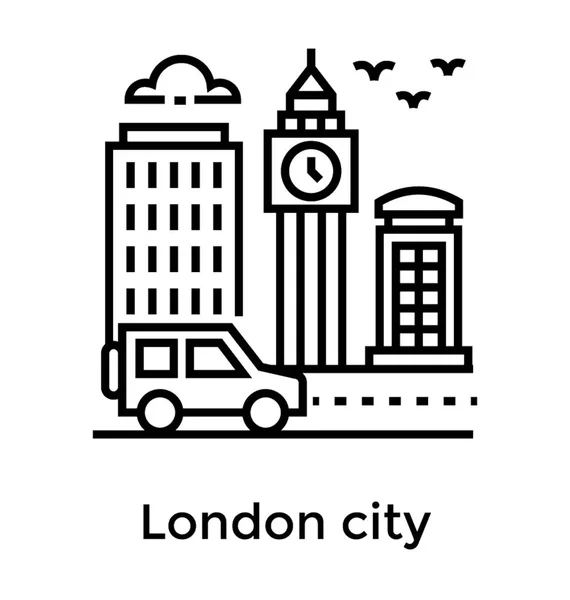 Projeto Ícone Linha Grande Ben Cidade Londres — Vetor de Stock