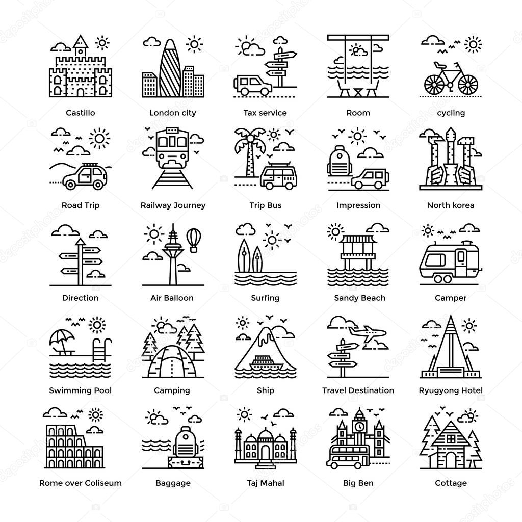 Tourism Line Icons Set