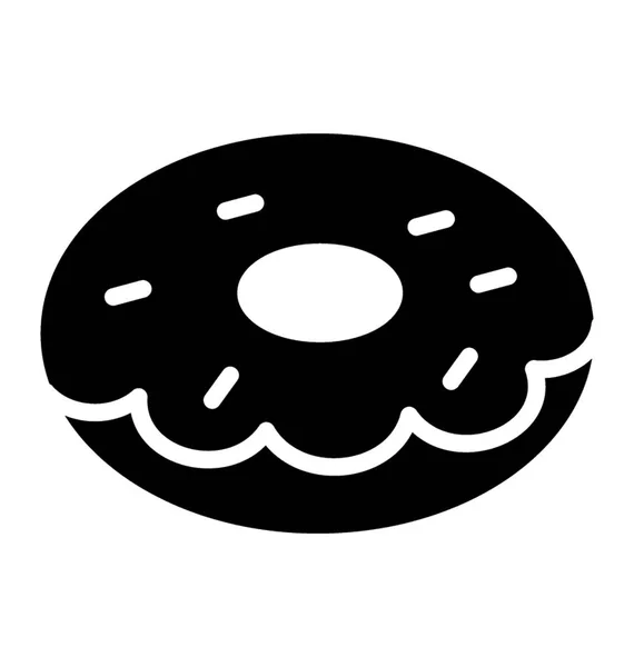 Donut Solide Symbol Dessert Gebackenes Essen — Stockvektor