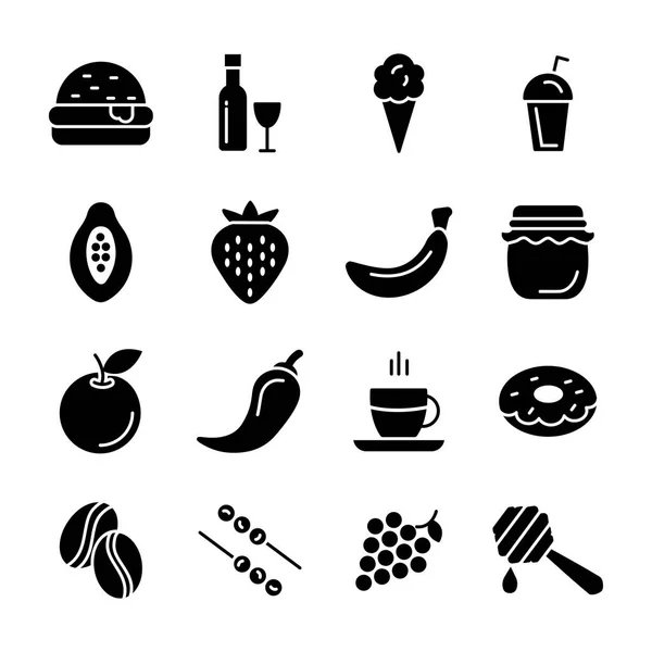 Iconos Vectores Sólidos Para Alimentos — Vector de stock