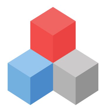 3D blokları düz simgesi 