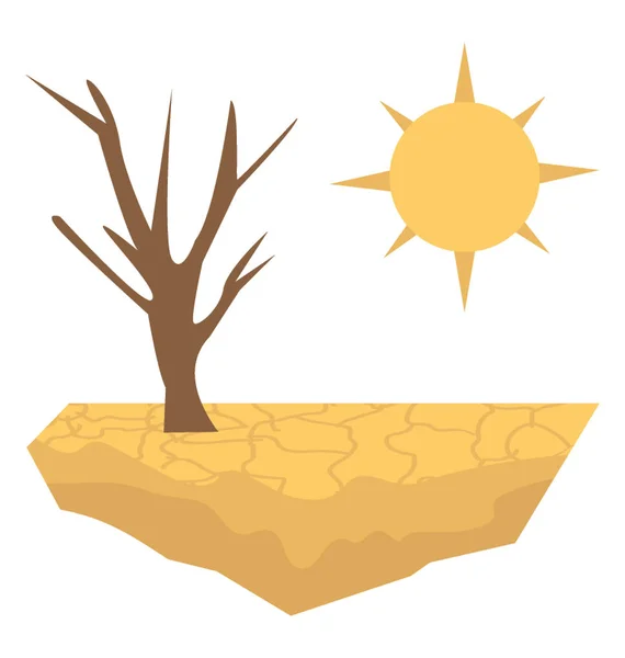 太陽と土地と干ばつのコンセプト — ストックベクタ