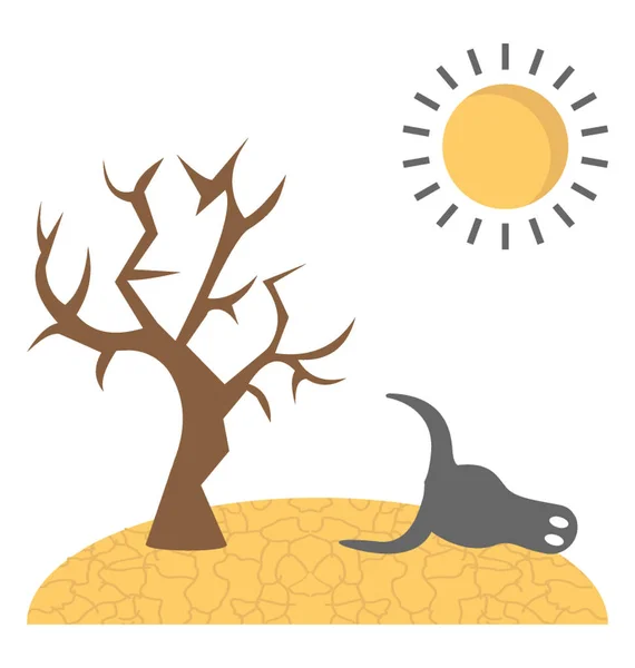 干旱概念与太阳和土地 — 图库矢量图片