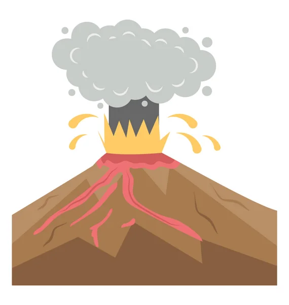 Erupção Projeto Ícone Plano Vulcão —  Vetores de Stock