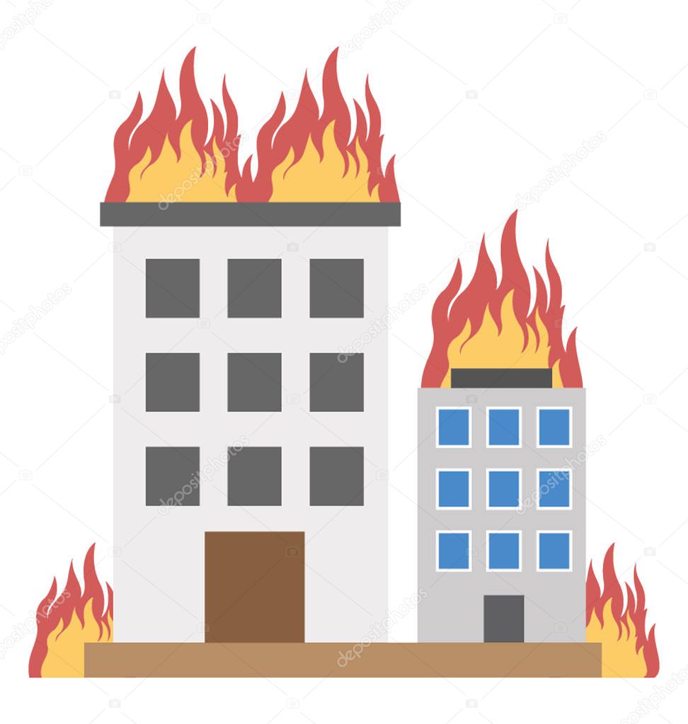 House fire flat icon design 