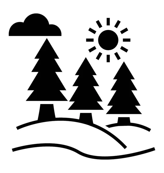 Forest pathway, landscape solid icon