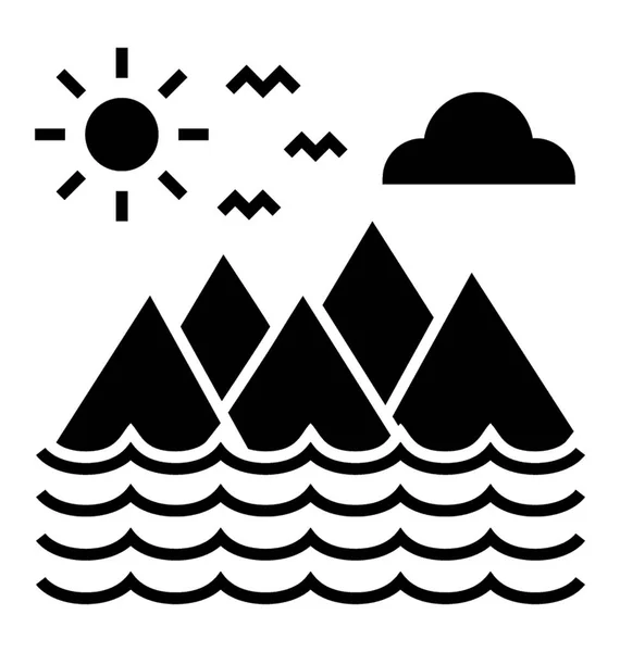 Snow Covered Mountains Hilly Place Glyph Icon — Stock Vector
