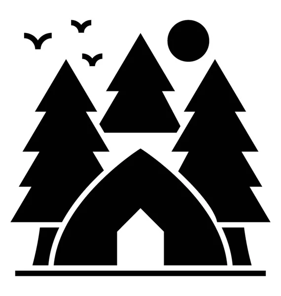 Camping Icono Vector Sólido — Archivo Imágenes Vectoriales