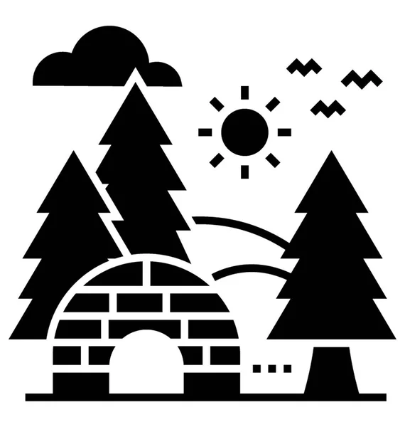 Landschap Solide Pictogram Vector — Stockvector