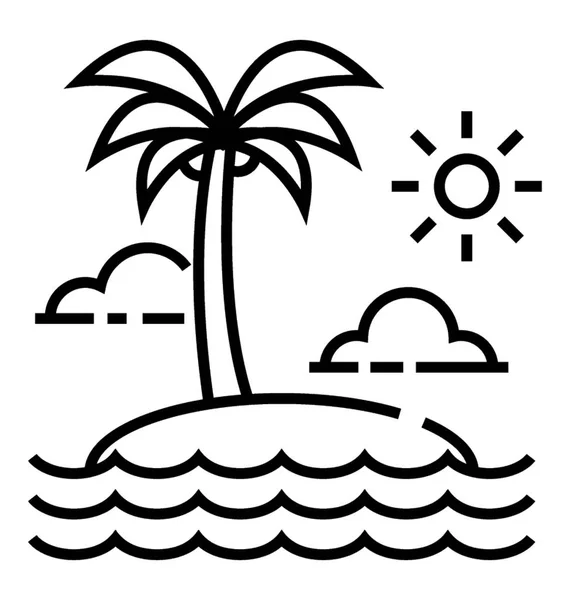 Tropical Place Beach Line Icon — Stock Vector