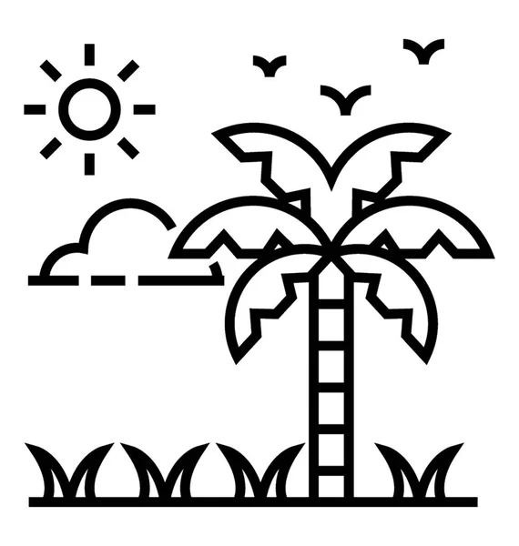 Tropische Plaats Palm Boomgrens Pictogram — Stockvector