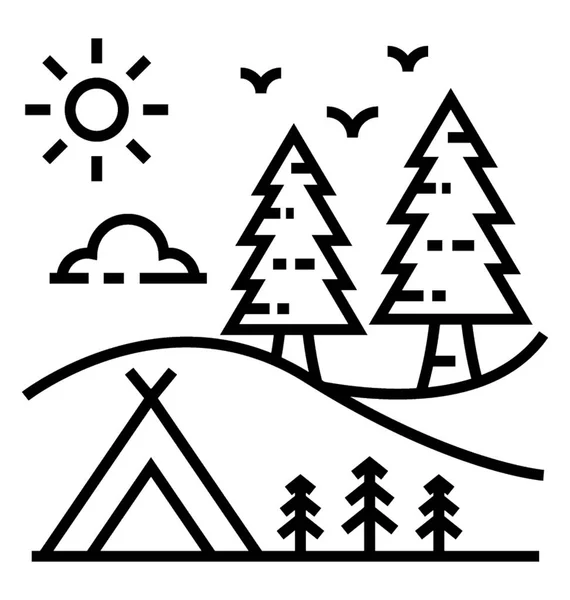 Ligne Camping Vector Icon — Image vectorielle