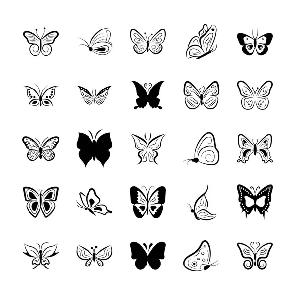 Schmetterling Symbole Icon Pack — Stockvektor