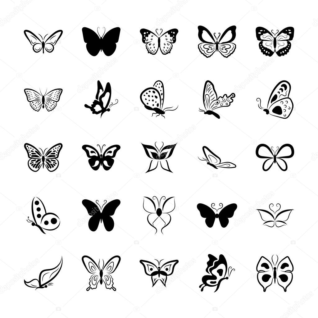 Butterfly Symbols Vector Icons Pack