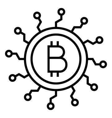 Bitcoin ağının katı vektör simgesi.