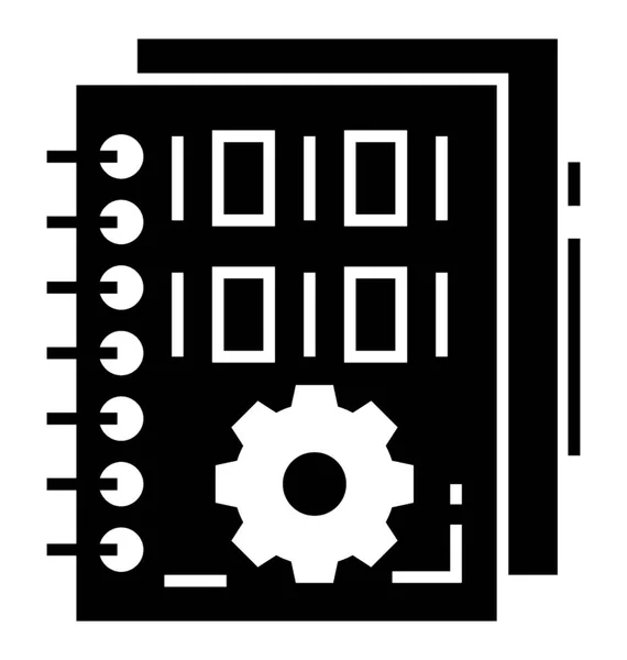 Libro Configuración Icono Sólido — Vector de stock