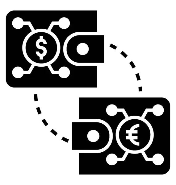 Icono Sólido Conversión Dinero — Vector de stock