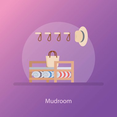 Mudroom, düz vektör simgesi.