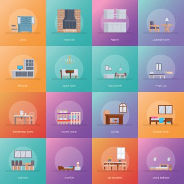 Collection Of Interior Design Room Types Icons  clipart