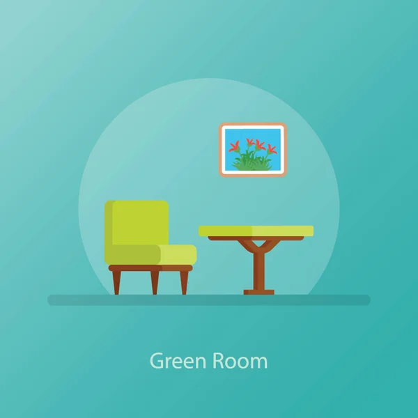 Groene Kamer Platte Vector Pictogram — Stockvector