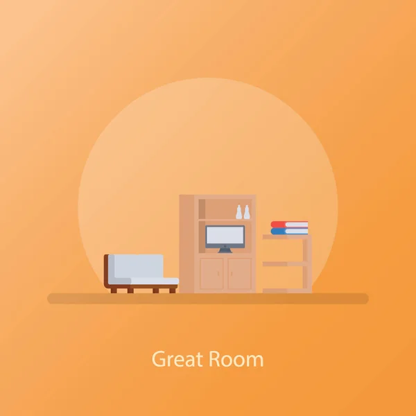 Icono Vector Plano Gran Habitación — Vector de stock