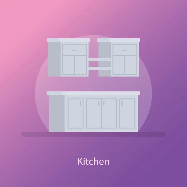 Icono Vector Plano Cocina — Vector de stock