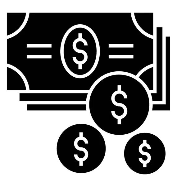 Dollar Geld Geld Solide Pictogram — Stockvector