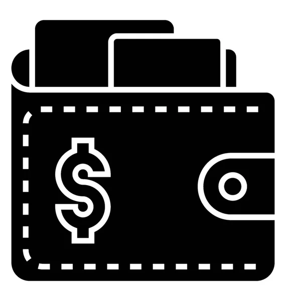 带现金的个人钱包 坚固的图标设计 — 图库矢量图片
