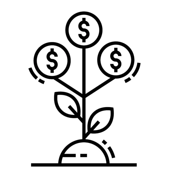 Planta Dólar Concepto Crecimiento Dinero Icono Línea — Vector de stock