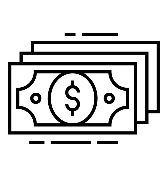 Dollar Stack Lijn Pictogram Ontwerp — Stockvector