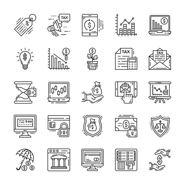 Finance Tax Icons Pack — Stock Vector